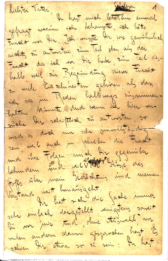 kafka's letter to his father