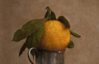 Tangerine in a Silver Cup, 8 x 10 inches, 2012